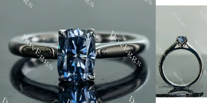 Women’s elegant solitaire engagement rings-Simply Charming cushion solitaire twilight blue moissanite engagement ring