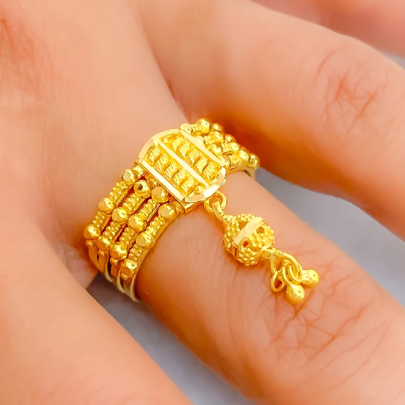 Women’s wedding rings-Festive Fashionable 22K Gold Tasseled Ring