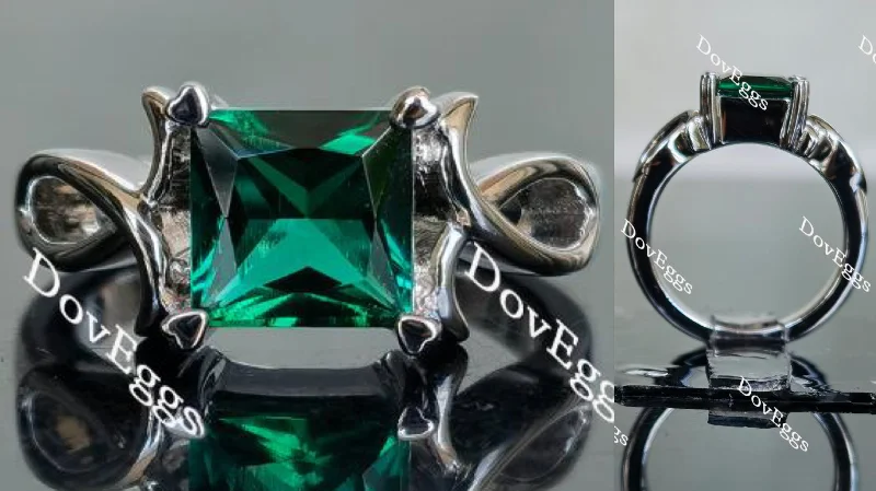 Women’s platinum diamond engagement rings-Doveggs princess solitaire zambia emerald colored gem engagement ring