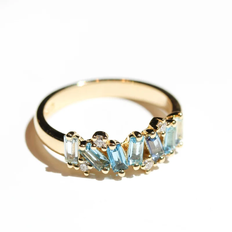 Women’s moissanite rings-Ombré Blue Topaz Fireworks Ring