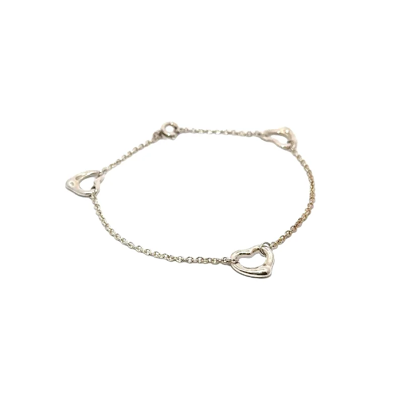 Women’s pearl and gold bracelets-Pre-Owned Tiffany & Co. Open Heart 3 Station Bracelet