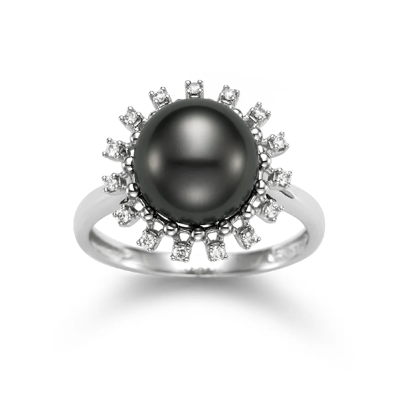 Women’s custom rings-Snowflake Pearl Ring