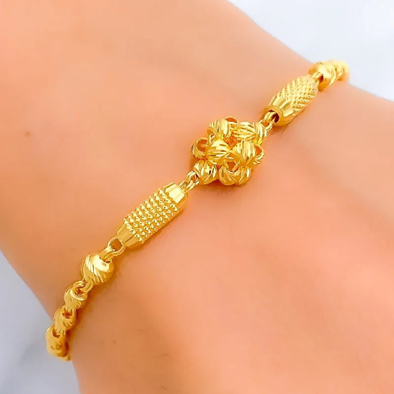 Women’s wedding bangles-Timeless Beautiful Twisted Floral 22k Gold Bracelet