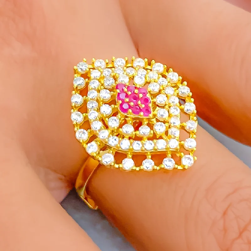 Women’s handmade gemstone rings-Fascinating Marquise 22k Gold CZ Ring