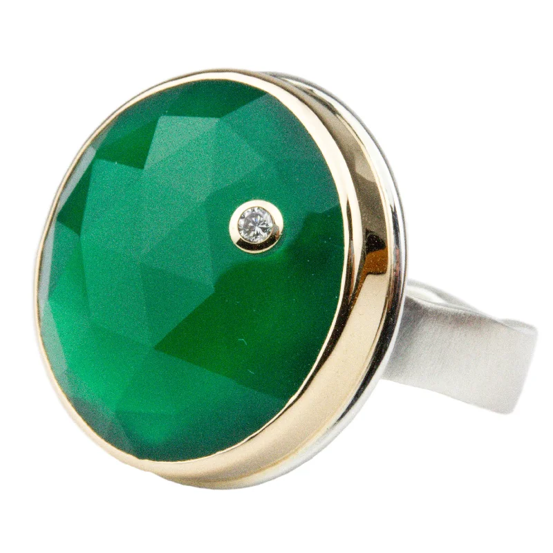 Women’s halo rings-Green Onyx Ring