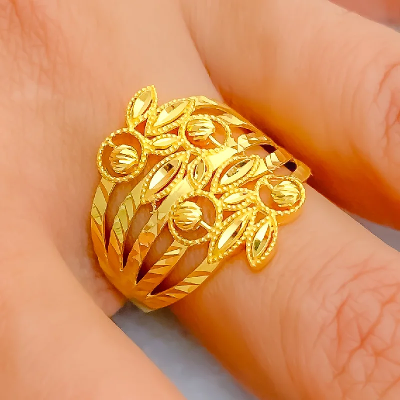 Women’s white gold rings-Classic Dazzling 22k Gold Ring