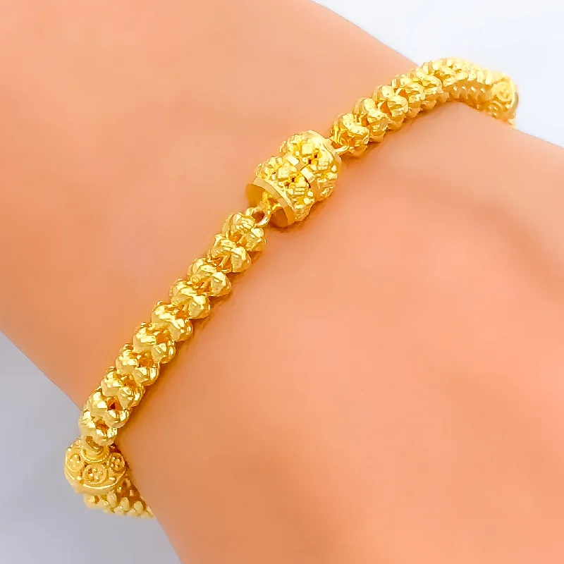 Women’s trendy bracelets-Impressive Sleek 22k Gold Beaded Bracelet