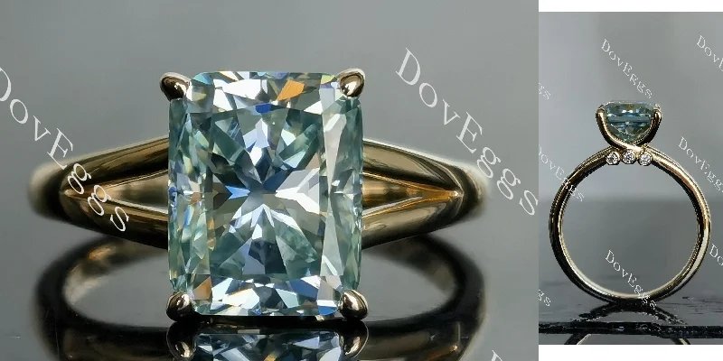 Women’s rose gold engagement rings-Doveggs radiant colored moissanite engagement ring