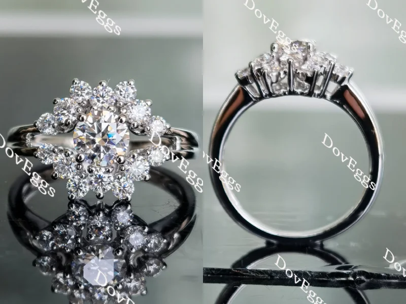 Women’s vintage-inspired engagement rings-Jane Ella round floral split shank moissanite engagement ring