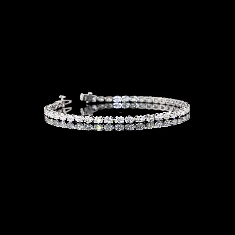 Women’s crystal bangles-14k White Gold Lab Diamond Oval Approx. 4.87 CTTW Tennis Bracelet 7" E/F VS/VS1/VS2