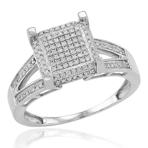 Women’s white gold rings-10KW 0.30CTW CUBE HEAD RING