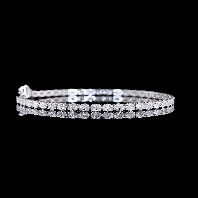 Women’s mixed metal bracelets-14k White Gold Lab Diamond Oval Approx. 5.03 CTTW Tennis Bracelet 7.50" E VS