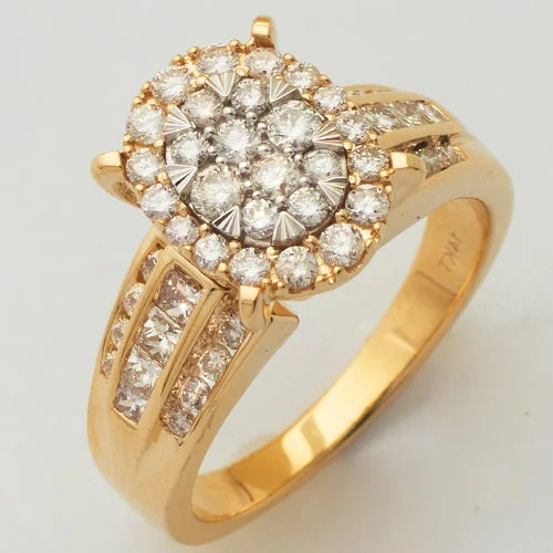 Women’s solitaire rings-14KY+W 1.15CTW OVAL CLUSTER LADIES RING