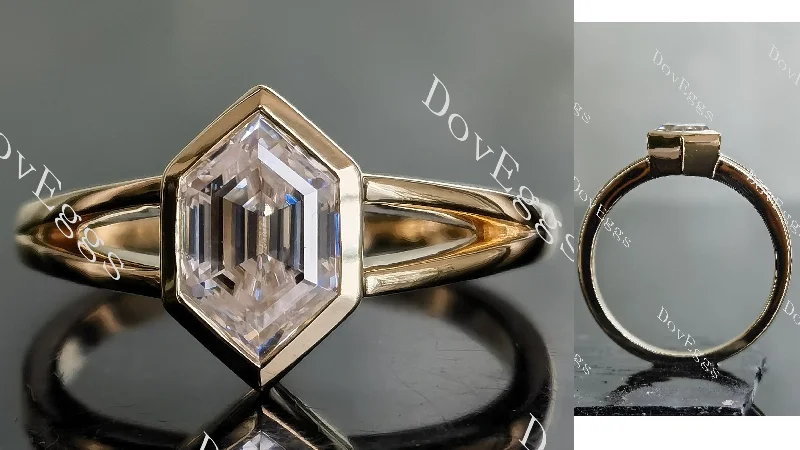 Women’s engagement rings with vintage diamond-Doveggs Dovie Doutch Marquise cut solitaire bezel split shank moissanite engagement Ring