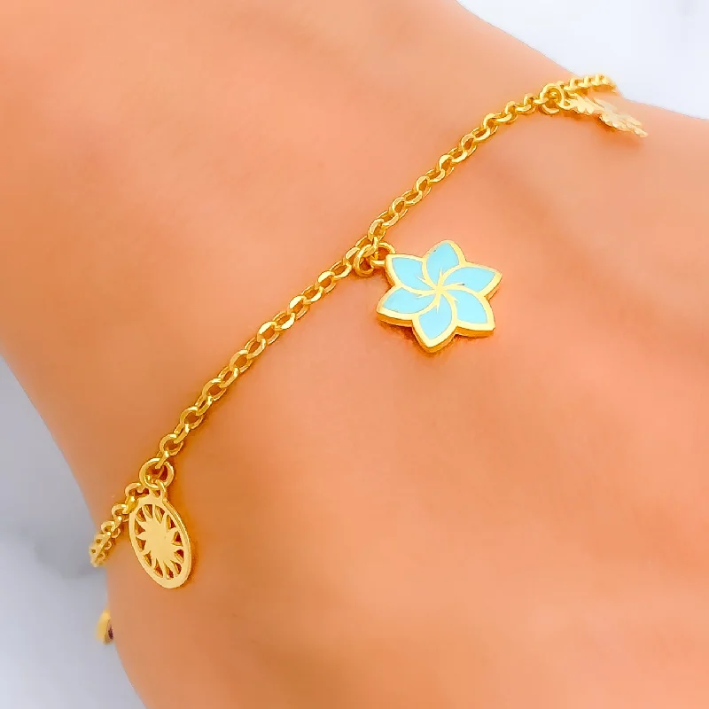 Women’s custom bangle bracelets-Fancy Butterfly 21k Charm Bracelet