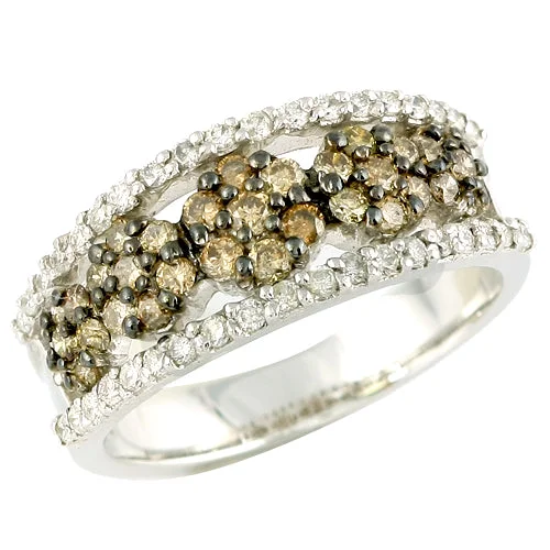 Women’s multi-stone rings-14K 1.00CTW CHAMPAGNE DIA FLOWER RING