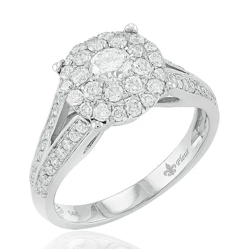 Women’s fancy color diamond rings-14KW 1.00CTW 2-ROW SPLIT SHANK FLEUR RING