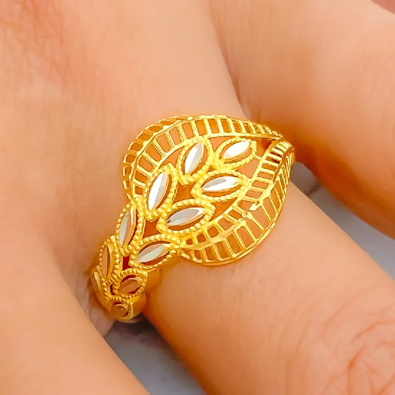 Women’s custom engraved rings-Elegant Two-Tone 22k Gold Ring