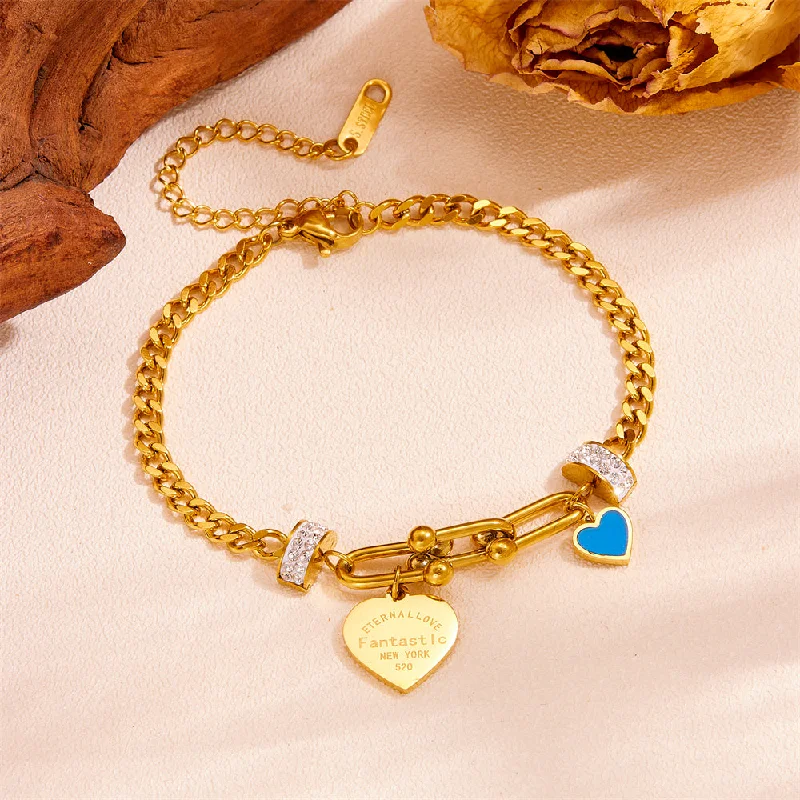 Gold Pearl Heart Bracelet